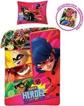 KD® - Miraculous Ladybug, Super Heroez - Dekbedovertrek - Eenpersoons - 140 x 200 cm - Katoen