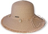 Antonio Zonnehoed Dames – Zomerse strand hoed met schelpen franjes - Roze