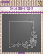 EF3D041 Nellie Snellen 3D Embossing Folder - Square frame with blossom - embossingfolder vierkant - kader bloesem