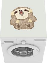 Wasmachine beschermer mat - Kinderillustratie van een verbaasde luiaard - Breedte 60 cm x hoogte 60 cm