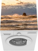 Wasmachine beschermer mat - Oceaan - Zon - Huis - Breedte 60 cm x hoogte 60 cm