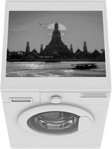 Wasmachine beschermer mat - Wat Arun - Boot - Zwart - Wit - Breedte 55 cm x hoogte 45 cm