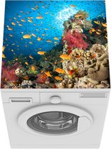 Wasmachine beschermer mat - Koraal met vissen - Breedte 60 cm x hoogte 60 cm