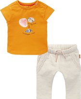 Noppies - kledingset - 2delig - broek oatmeal - shirt oranje met schelpen - Maat 62