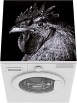 Wasmachine beschermer mat - Haan - Vogel - Zwart - Wit - Breedte 60 cm x hoogte 60 cm