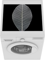 Wasmachine beschermer mat - Een afbeelding van een bladskelet in het zwart-wit - Breedte 55 cm x hoogte 45 cm