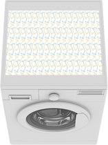 Wasmachine beschermer mat - Patronen - Strepen - Turquoise - Geel - Breedte 55 cm x hoogte 45 cm