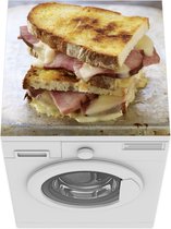 Wasmachine beschermer mat - Toren van tosti's - Breedte 60 cm x hoogte 60 cm