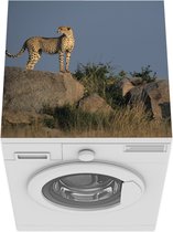 Wasmachine beschermer mat - Cheeta op rotsen - Breedte 60 cm x hoogte 60 cm