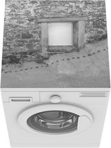 Wasmachine beschermer mat - Raam met rolluik in een oude muur - Breedte 60 cm x hoogte 60 cm