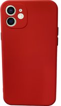 Apple iphone 12 Hoesje Back Cover met camera bescherming Rood 1x Gratis Glass Screenprotecto