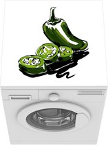 Wasmachine beschermer mat - een groene jalapeño - Breedte 60 cm x hoogte 60 cm