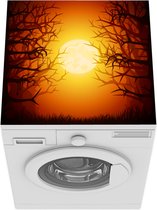 Wasmachine beschermer mat - Een geïllustreerd bos met kale vertakkingen tijdens Halloween - Breedte 60 cm x hoogte 60 cm