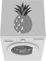 Wasmachine beschermer mat - Illustratie van een abstracte ananas - zwart wit - Breedte 60 cm x hoogte 60 cm