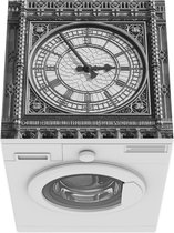 Wasmachine beschermer mat - Close-up van de wijzerplaat van de klok van Big Ben - zwart wit - Breedte 60 cm x hoogte 60 cm