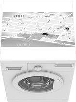 Wasmachine beschermer mat - de kaart van Perth in Australië - zwart wit - Breedte 60 cm x hoogte 60 cm