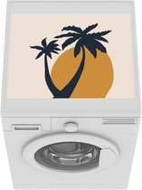 Wasmachine beschermer - Wasmachine mat - Palmboom - Pastel - Zon - Oranje - 55x45 cm - Droger beschermer