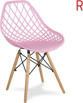 Moderne Scandinavische opengewerkte stoel op houten beuken poten - stijlvol wit YE-01