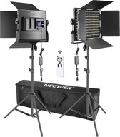 Luxiqo® Set van 2 Studiolampen – Studioverlichting – Fotolamp – Fotografie – Film – Videolamp – Met Afstandsbediening – 3200-5600 K – 660 LED