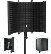 Luxiqo® Microfoon Schild – Akoestisch Schuim Geluidsisolatie Microfoon – Absorptie Scherm Microfoon – Audio Opname – Studio Opname – Streaming – YouTube – Zwart