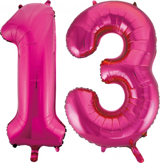 Folie cijfer ballonnen  pink roze 13.