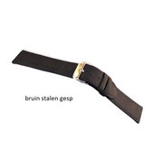 Horlogeband-20mm-echt leer-zacht-mat-donkerbruin-stalen gesp- 20 mm