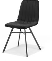 STOEL DEX ZWART - STOF VELOURS ZWART - Set van 2