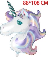 Ballon Eénhoorn paars - 88 x 108 cm - Folieballon - Unicorn - Paard - Helium - Feest - Babyshower - Beterschap - Geboorte - Geslaagd - Kinderfeestje - Tienerfeestje - Verjaardag -