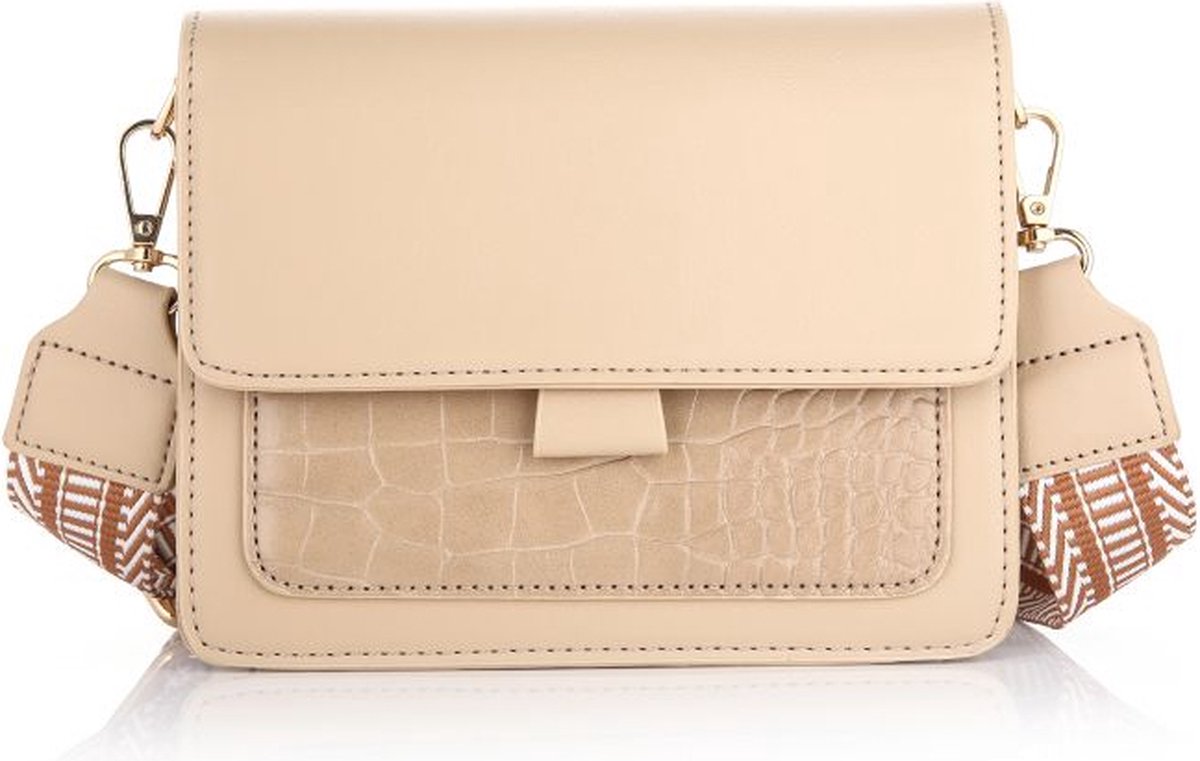 Bijoutheek dames tas crossbody Croco Beige