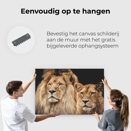 Artaza - Peinture sur Toile - Lion et Lionne - Couple Amoureux - 120x80 - Groot - Tableau sur Toile - Impression sur Toile