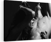 Artaza Canvas Schilderij Naakte Vrouw met Man - Liefde Koppel - Zwart Wit - 120x80 - Groot - Foto Op Canvas - Wanddecoratie