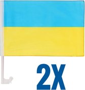 Vlag Oekraïne | Autovlag set van 2 stuks | 2 Vlaggen 50 x 30 cm | Ukraine