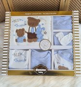 Luxe 10 delige new born set met deken - luxe geschenkdoos-licht blauw - egel eekhoorn - baby set -babyshower- kraam cadeau - gift new born boy- 0 tem 4 maanden