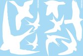 Raamstickers Vogels - 9 stuks - Vogelbescherming assortiment - Buiten en Binnen - inclusief (zwaluw - arend - eend - duif) - Wit