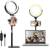 selfie ring licht - ZINAPS Unieke Bright 6 Inch Mini Ring licht voor laptop met Clip Clamp Mount Make-Ring Light Dimbare selfie Circle Light voor Live Streaming YouTube Video Confe