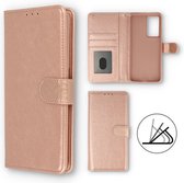 Samsung Galaxy A52 (SM-A525F) - Bookcase Rosé Goud - Portefeuille - Magneetsluiting met 2 stuks Tempered Screenprotectors