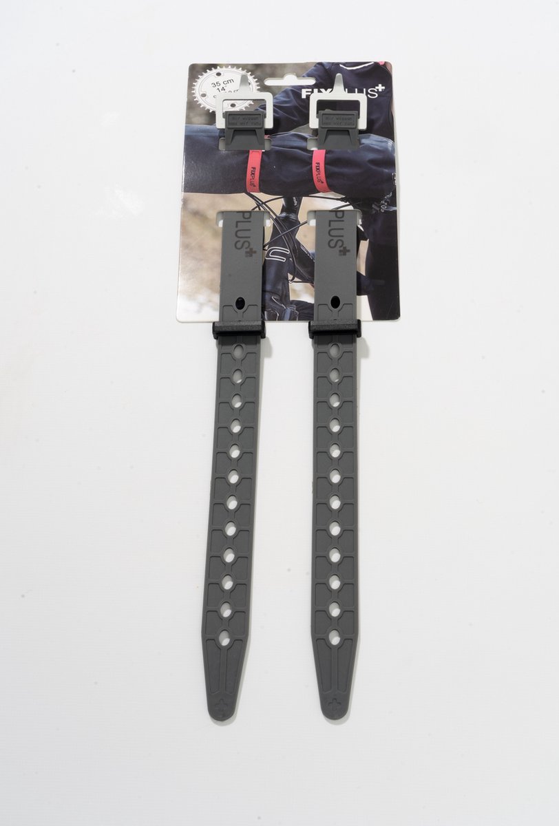 2 Fixplus straps donkergrijs 46cm - TPU spanband voor snel en effectief bundelen en bevestigen van fietsonderdelen, ski's, buizen, stangen, touwen en latten