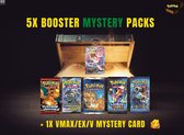 POKÉMON MYSTERY BOOSTER BOX 5x PACKS + 1x EX/V/GX/Secret Rare VMAX