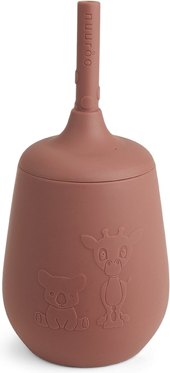 Nuuroo Adita Siliconen Drinkbeker Met Rietje Kleur: Mahogany