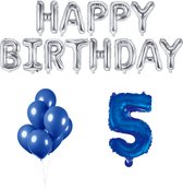 5 jaar Verjaardag Versiering Ballon Pakket Blauw & Zilver