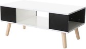 Luxiqo® Salontafel - Salontafel Modern - Tafel met Opbergfunctie - Koffietafel - Salontafel Wit - Salontafel Rechthoek - Salontafel Hout - 90 x 45 x 39cm - Zwart/Wit