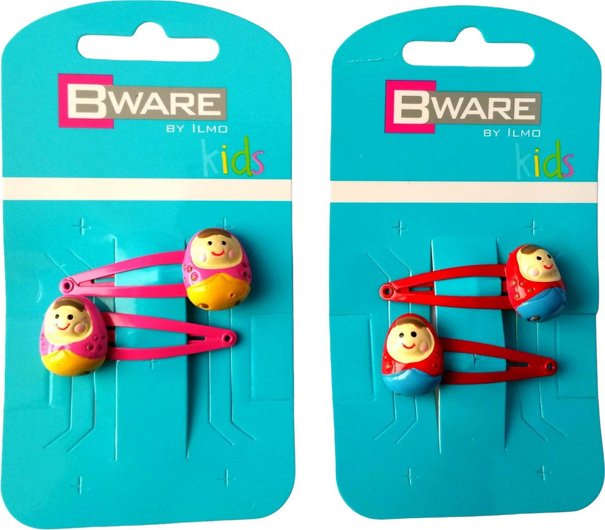 Bware - Haar Clips - Poppetjes - Rood - Rosé - Haar assecoire - Matroesjka - Babousjka