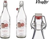 Vivalto - Set van 6 glazen flessen met beugelsluiting - 1 liter