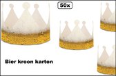 50x Bier kroon - bier koning Toto bierfeest gele rakker carnaval festival apres ski biertje uitdeel