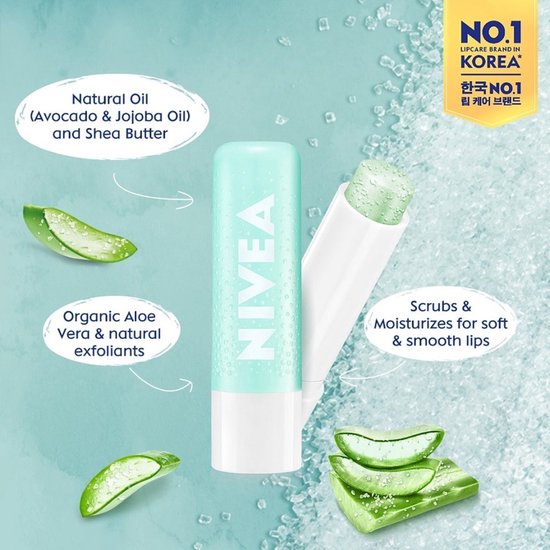 NIVEA Caring Scrub Aloe Vera & Vitamin E Super Soft Lips Lip Balm