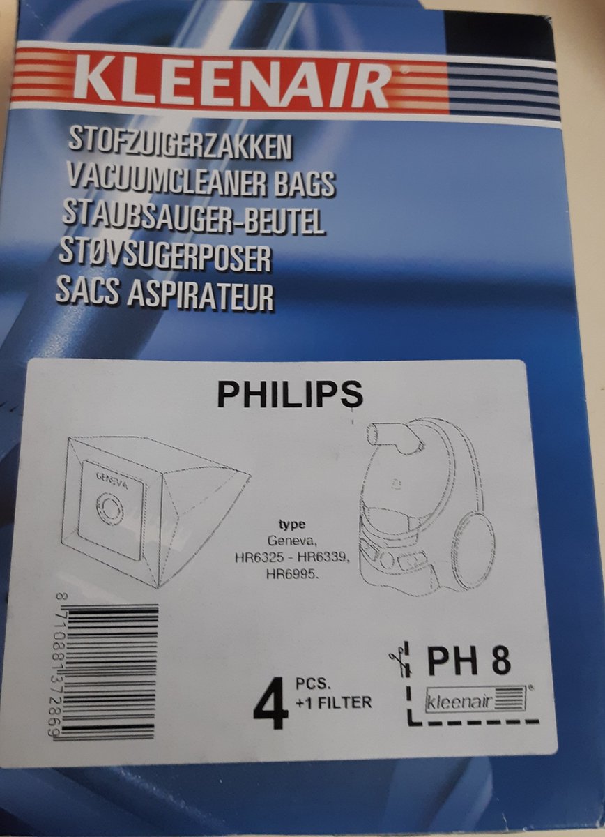 Kleenair Philips Geneva stofzuigerzakken ph8