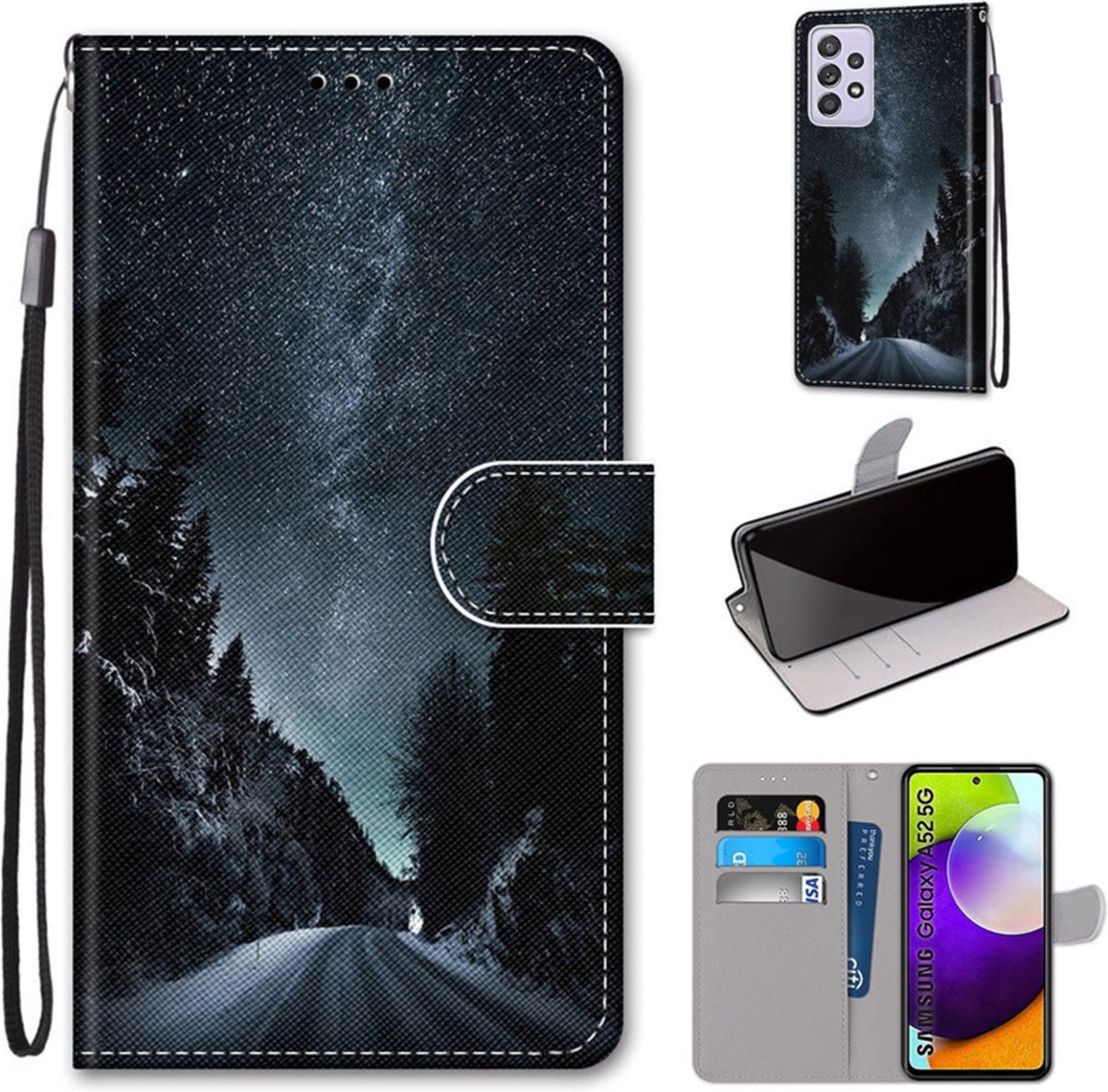 BookCover Hoes Etui voor Samsung Galaxy A52 Sterrenhemel-Melkweg