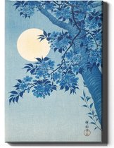 Walljar - Ohara Koson - Blossoming Cherry On A Moonlight Night - Muurdecoratie - Canvas schilderij