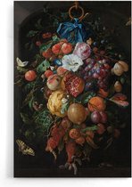 Walljar - De Heem - Festoen van Vruchten en Bloemen - Muurdecoratie - Poster.