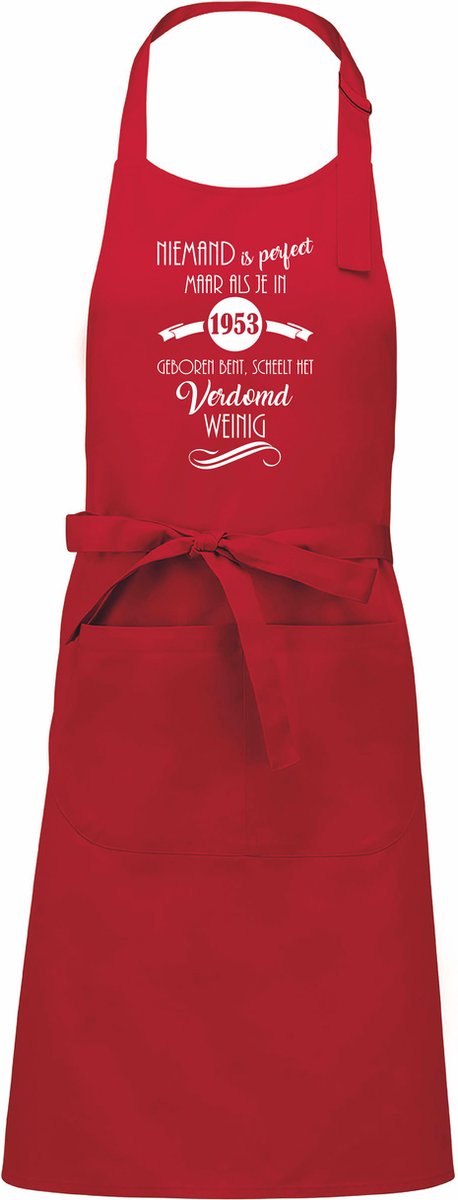 mijncadeautje - luxe keuken- barbecueschort - Niemand is perfect - 1953 - rood